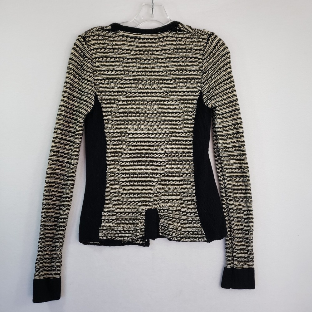Matty M Knit Blazer Womens XS Black Striped Career Jacket Pockets Cotton Office - Picture 2 of 9